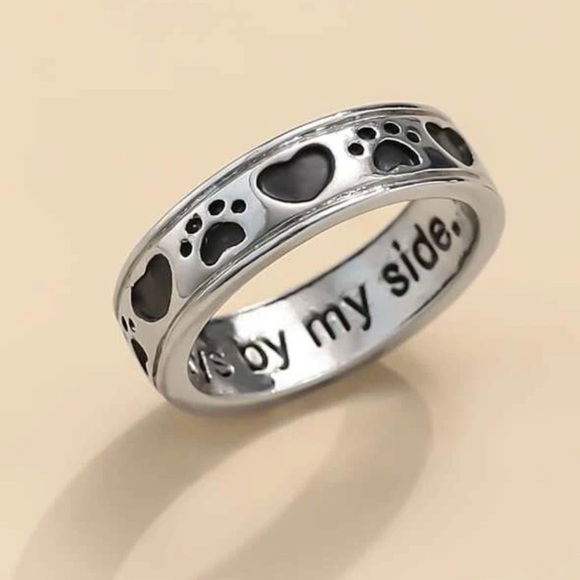 Tiaras Trends Jewelry - Dog Paw Print Silver Band Ring